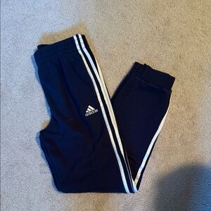 Adidas Kids Dark Blue Joggers with White Stripes